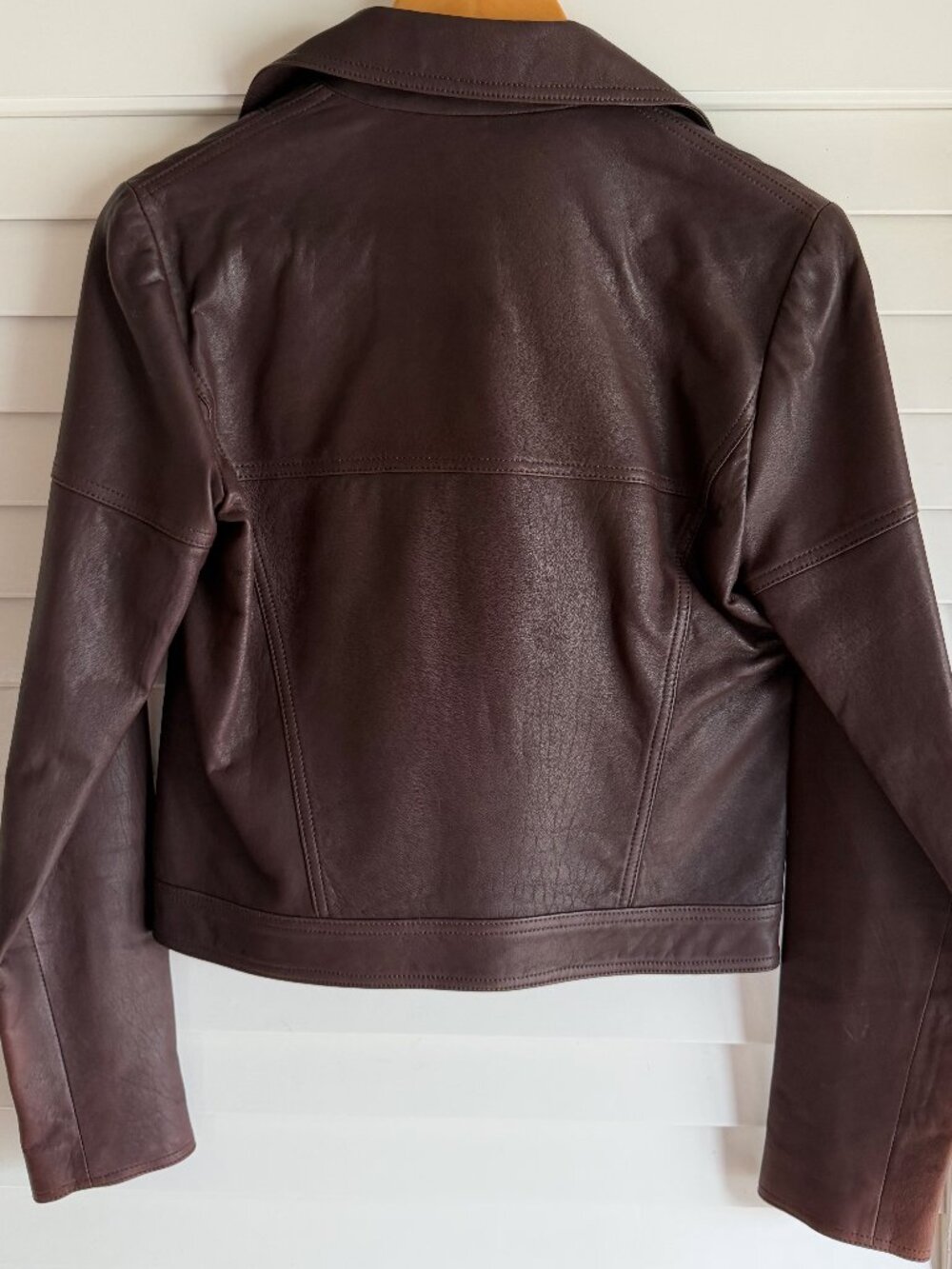 Theory Brown Lamb Leather Full-Zip Moto Jacket - Size 2 - Picture 4 of 6